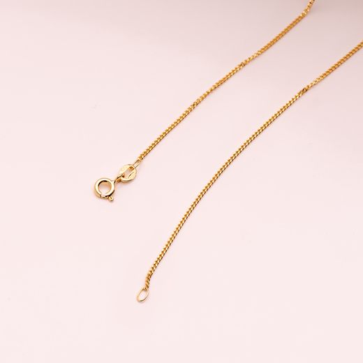 18K Cadena Oro Amarillo Maciza Barbada 45Cm 1 Mm