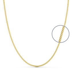 18K Cadena Oro Amarillo Maciza Barbada 45Cm Ancho 1.2 Mm