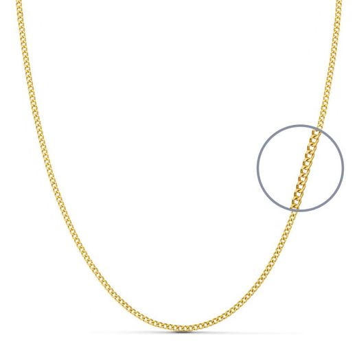 18K Cadena Oro Amarillo Maciza Barbada 45Cm Ancho 1.2 Mm