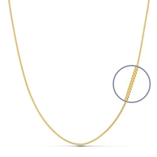 18K Cadena Oro Amarillo Maciza Barbada 50Cm 0.8 Mm