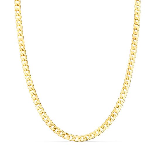 18K Cadena Oro Amarillo Maciza Barbada Largo 60Cm Ancho 3.75 Mm