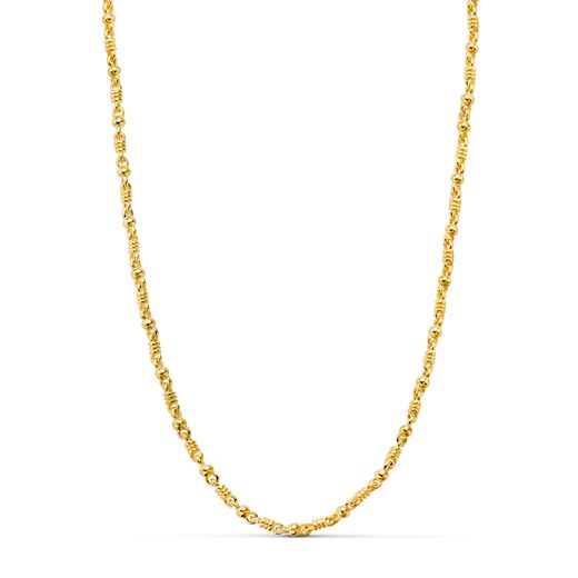 18K Cadena Oro Amarillo Maciza Bola Y Detalle Brillo. Ancho: 2,7 Mm Largo: 50Cm
