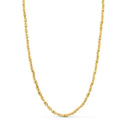 18K Cadena Oro Amarillo Maciza Bola Y Detalle Brillo. Ancho: 2,7 Mm Largo: 60Cm