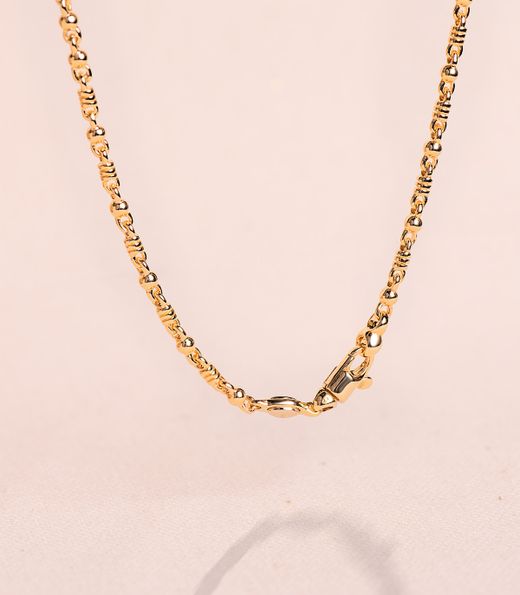 18K Cadena Oro Amarillo Maciza Bola Y Detalle Brillo. Ancho: 2,7 Mm Largo: 60Cm