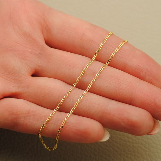 18K Cadena Oro Amarillo Maciza Cartier 3X1. Largo 45Cm Ancho 1 Mm
