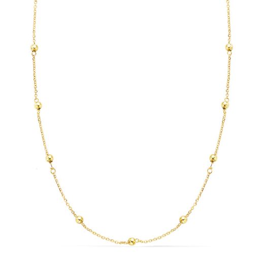 18K Cadena Oro Amarillo Maciza Con Bolas Lisas 3Mm 50Cm