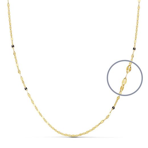 18K Cadena Oro Amarillo Maciza Diamantada 40Cm 1 Mm