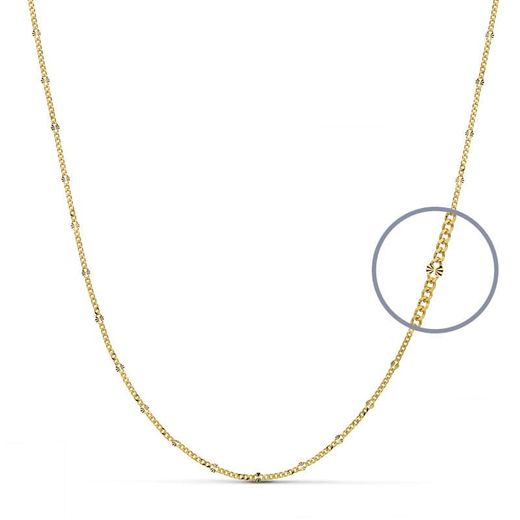 18K Cadena Oro Amarillo Maciza Diamantada 50Cm 1.5 Mm