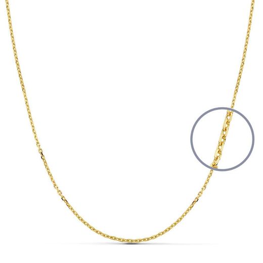 18K Cadena Oro Amarillo Maciza Forzada 40Cm 1.5 Mm