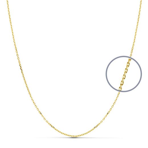 18K Cadena Oro Amarillo Maciza Forzada 45Cm 1 Mm