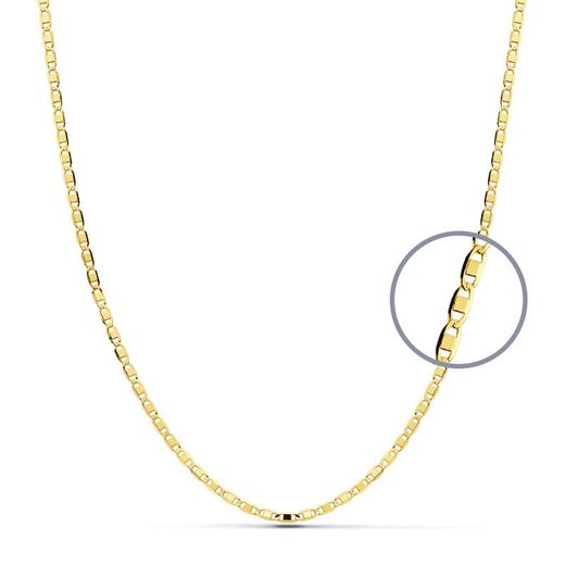 18K Cadena Oro Amarillo Maciza Plana 45Cm 1.5 Mm