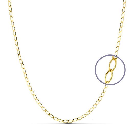 18K Cadena Oro Amarillo Maciza Rombo 50Cm 2.5 Mm