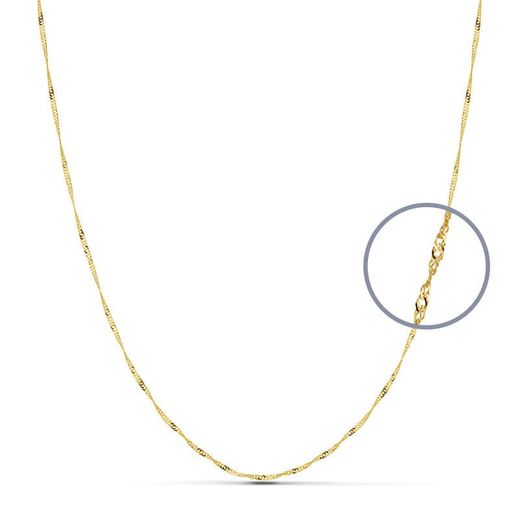 18K Cadena Oro Amarillo Maciza Singapur 45Cm 1 Mm