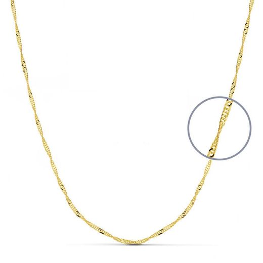 18K Cadena Oro Amarillo Maciza Singapur 45Cm 1.5 Mm