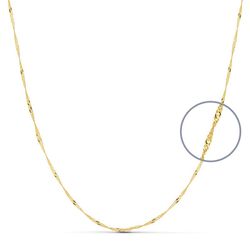 18K Cadena Oro Amarillo Maciza Singapur 50Cm 1.2 Mm