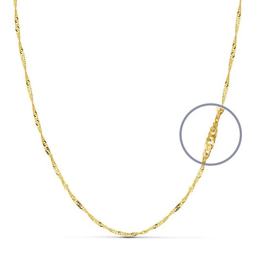 18K Cadena Oro Amarillo Maciza Singapur 50Cm 1.8 Mm