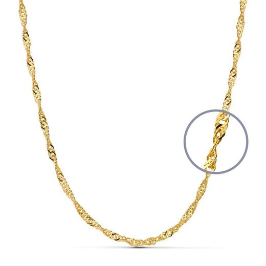 18K Cadena Oro Amarillo Maciza Singapur 50Cm 2.7 Mm