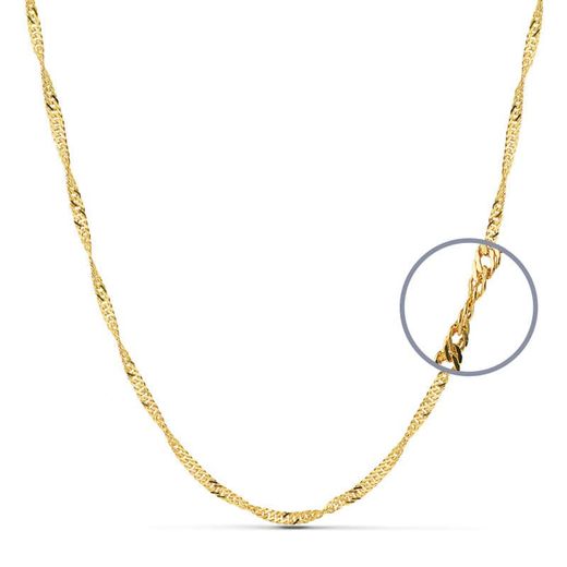 18K Cadena Oro Amarillo Maciza Singapur 60Cm 2.5 Mm