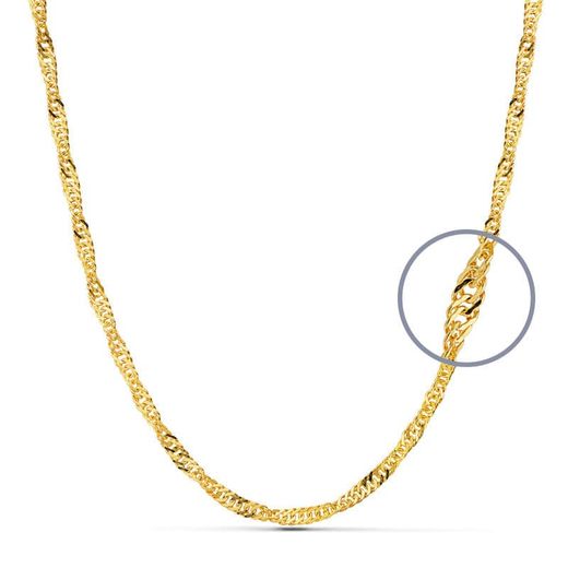 18K Cadena Oro Amarillo Maciza Singapur 60Cm 3 Mm