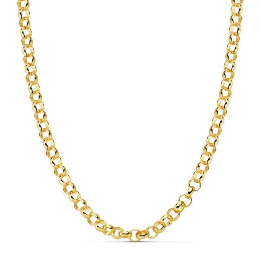 18K Cadena Oro Amarillo Rolo Hueca 45Cm 5.5 Mm