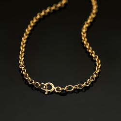 18K Cadena Oro Amarillo Rolo Hueca Ligera Ancho: 2.5Mm Largo: 45Cm Cierre Reasa