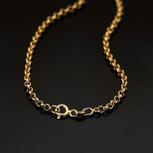 18K Cadena Oro Amarillo Rolo Hueca Ligera Ancho: 2.5Mm Largo: 50Cm Cierre Reasa