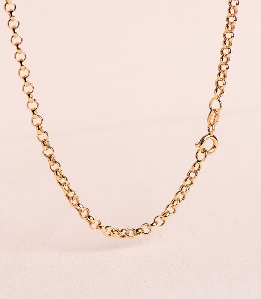 18K Cadena Oro Amarillo Rolo Hueco Ancho: 3 Mm. Largo: 50Cm Cierre Reasa