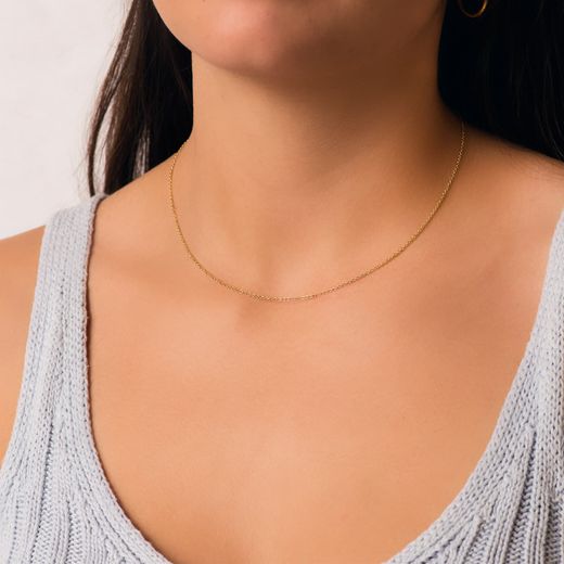 18K Cadena Oro Amarillo Rolo Maciza Ancho: 1,2Mm Largo: 40Cm