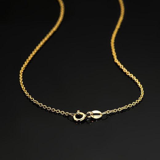 18K Cadena Oro Amarillo Rolo Maciza Ancho: 1.2Mm Largo: 50Cm