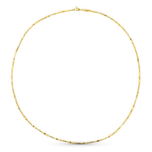 18K Cadena Oro Amarillo Tramos Hueca 60Cm 2.5 Mm