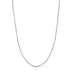 18K Cadena Oro Blanco Forzada Maciza Tallada. Ancho: 1,8 Mm. Largo: 45 Cm