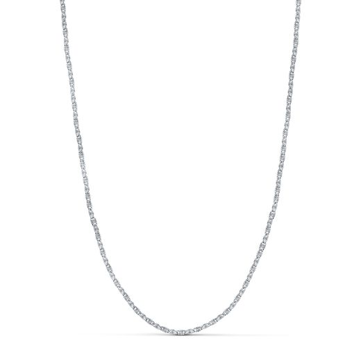 18K Cadena Oro Blanco Forzada Maciza Tallada. Ancho: 1,8 Mm. Largo: 50 Cm
