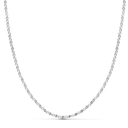 18K Cadena Oro Blanco Maciza Diamantada 50Cm 1.5 Mm