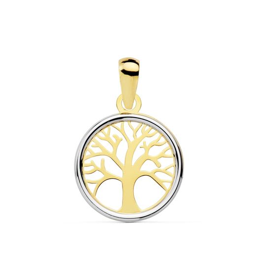 18K Colgante Arbol De La Vida Bicolor 12 Mm