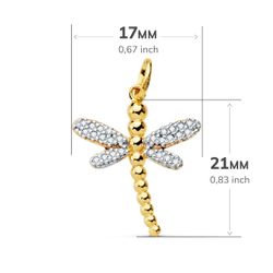 18K Colgante Bicolor Libelula 21X17 Mm