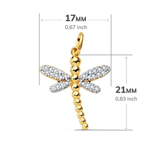 18K Colgante Bicolor Libelula 21X17 Mm