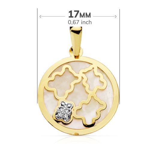 18K Colgante Bicolor Nacar 17 Mm Circonitas