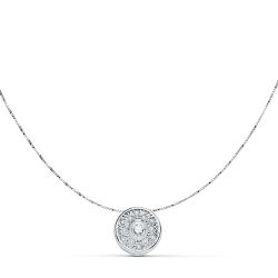 18K Colgante Circonita Oro Blanco 8 Mm Cadena 42Cm