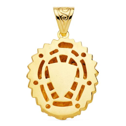 18K Colgante Colgante Indio Americano Oro Amarillo. 33 X 28 Mm