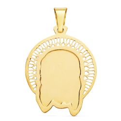 18K Colgante Colgante Oro Amarillo Cabeza De Cristo Orla 29X25 Mm