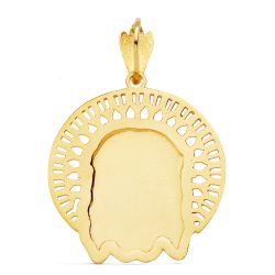 18K Colgante Colgante Oro Amarillo Cabeza De Cristo Orla 31X31 Mm