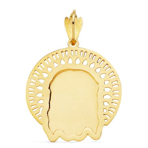 18K Colgante Colgante Oro Amarillo Cabeza De Cristo Orla 31X31 Mm