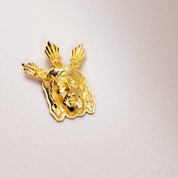 18K Colgante Colgante Oro Amarillo Cabeza De Cristo Potencias 39X28 Mm