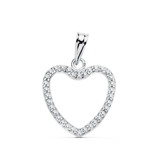 18K Colgante Corazon Oro Blanco Circonita 16X16 Mm