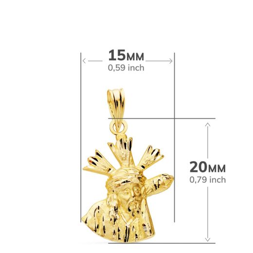 18K Colgante Cristo Del Gran Poder Oro Amarillo Silueta 20X15 Mm