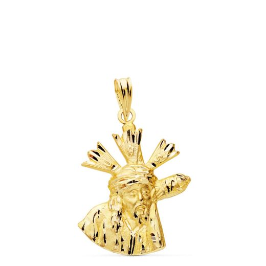 18K Colgante Cristo Del Gran Poder Silueta Oro Amarillo 24X18 Mm