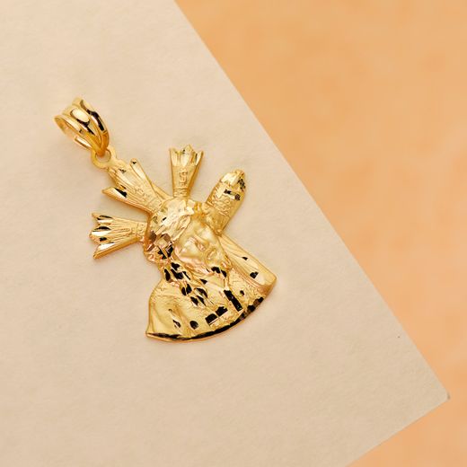 18K Colgante Cristo Gran Poder Silueta Oro Amarillo 24X20 Mm