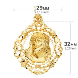 18K Colgante Cristo Oro Amarillo Estampado Cerco. 32X29 Mm