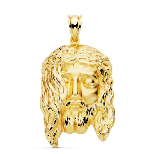 18K Colgante Cristo Santo Rostro Oro Amarillo 35X20 Mm