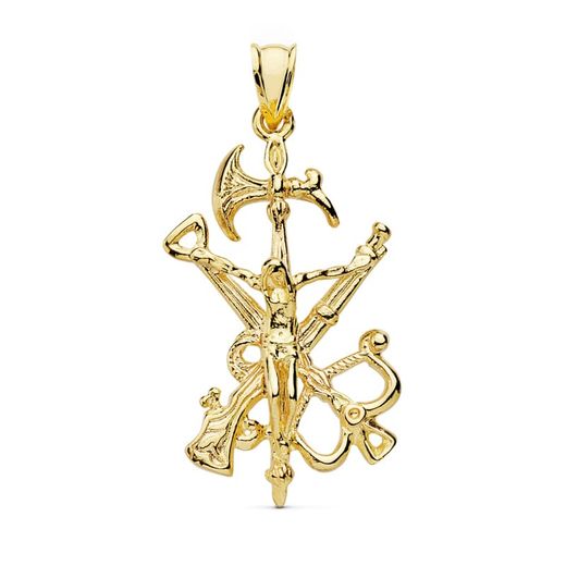 18K Colgante Cruz Cristo Legion Oro Amarillo 44X22 Mm
